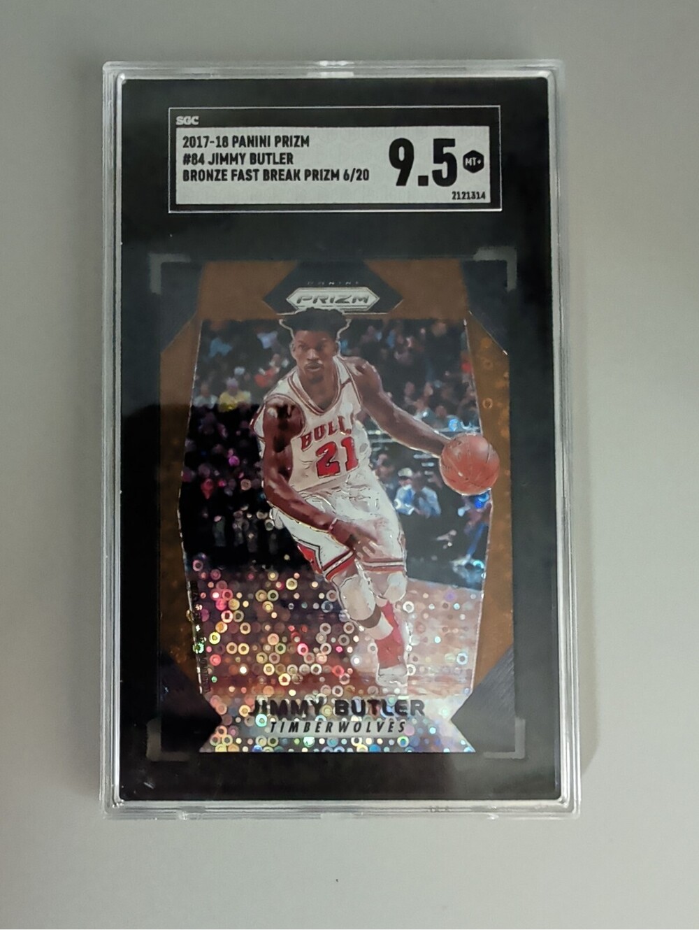 2017-18 Panini Prizm Jimmy Butler Bronze Fast Break Prizm #84 Graded 9.5